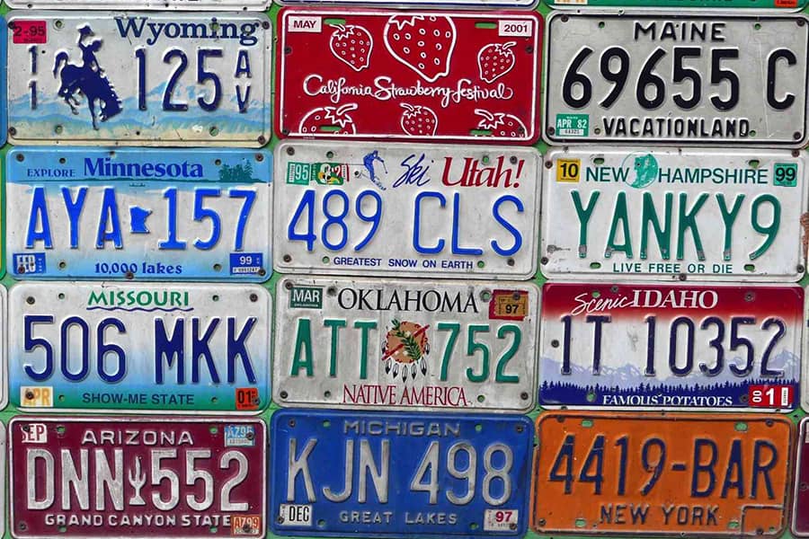 Which U.S. state displays a diamond on its license plate?