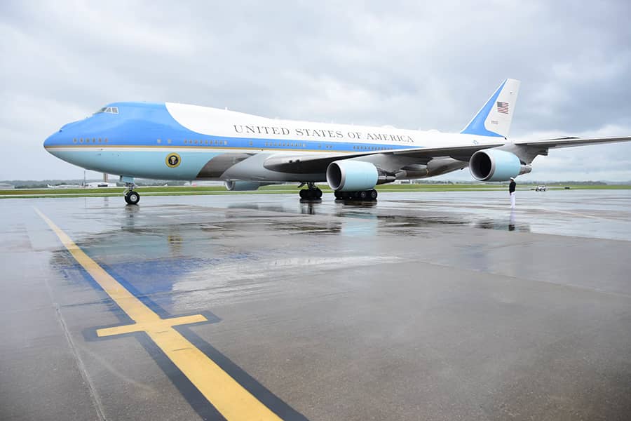 Which U.S. president was the first to fly in a plane named Air Force One?