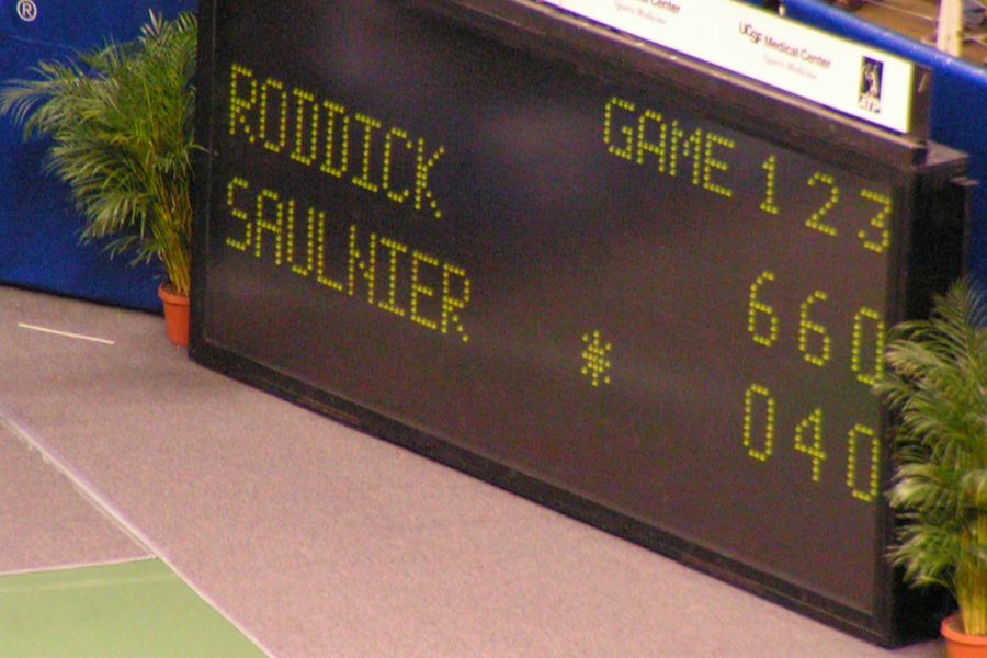 Which sport uses a scoreboard with innings?