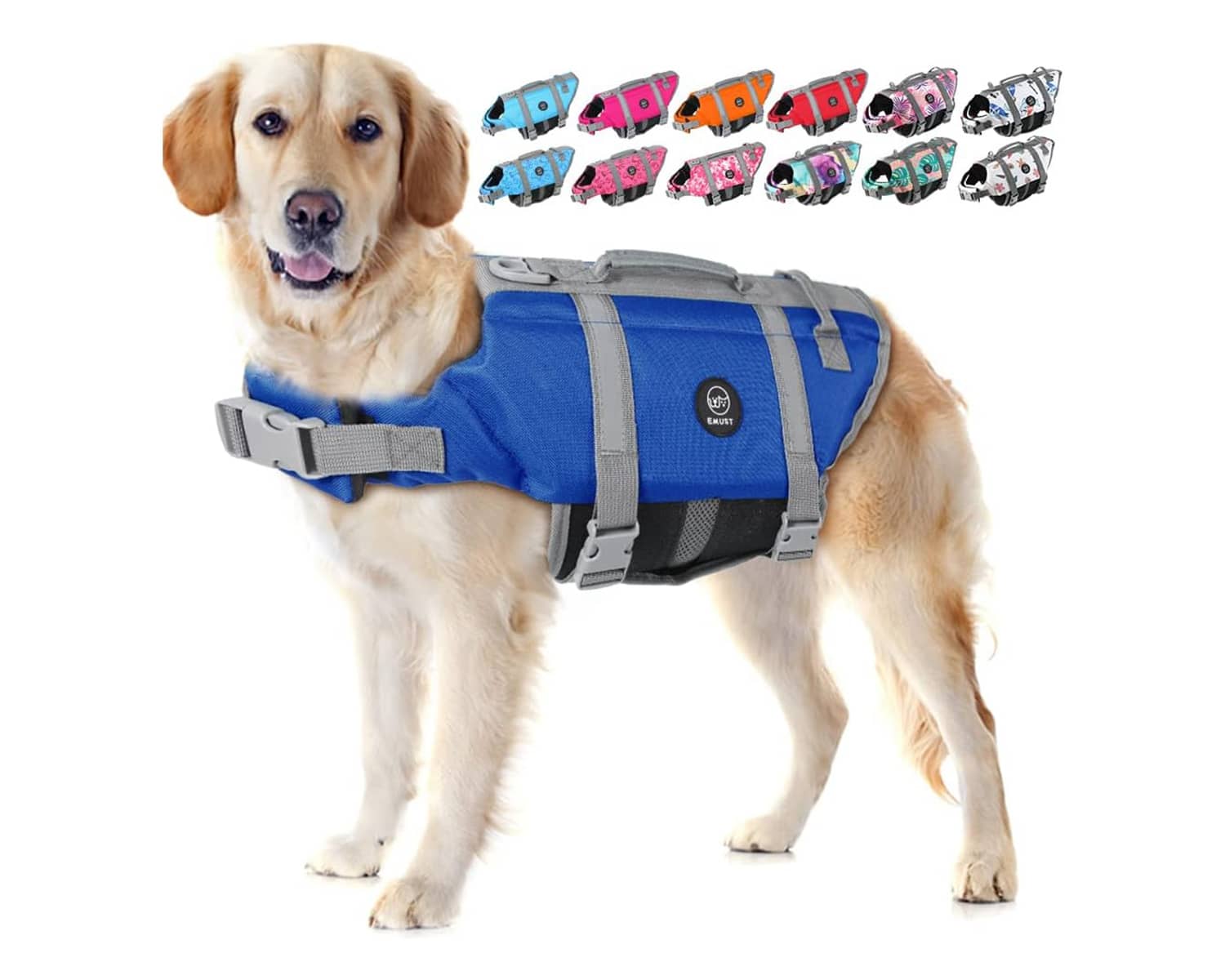 EMUST Dog Life Jackets, Dog Life Vests for Swimming,Boating with High Buoyancy, Dog Life Preserver for Small/Medium/Large Dogs, S, Royal Blue